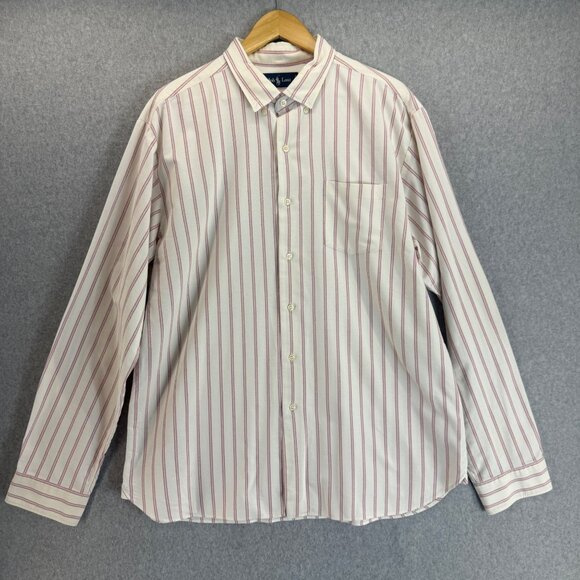 Ralph Lauren‎ Mens XL White & Red Striped Long Sleeve Button-Down Shirt - Picture 1 of 12